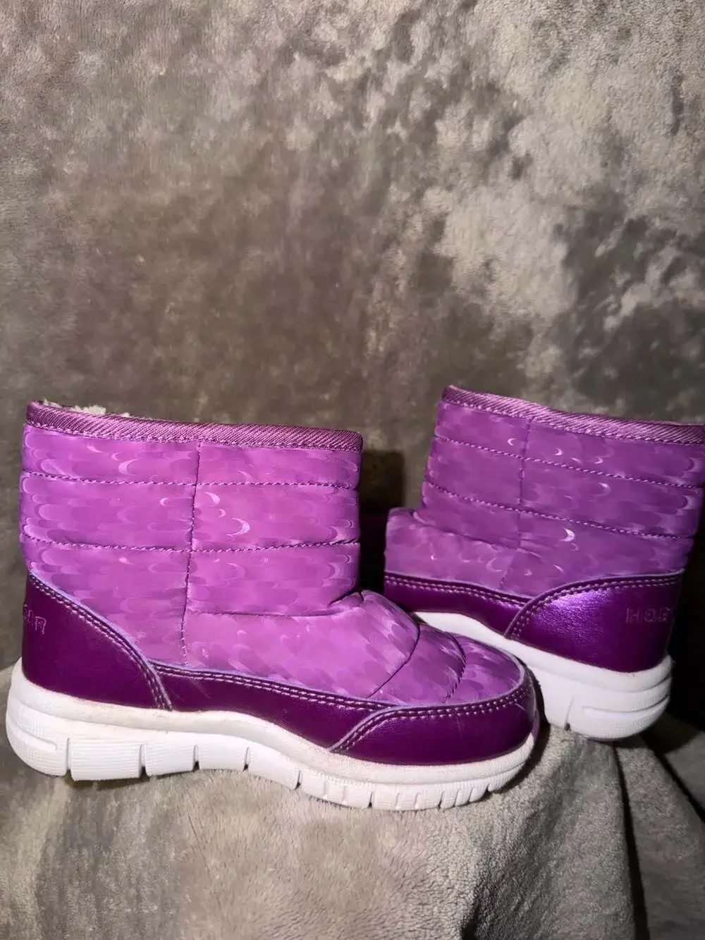 Hobibear Kids Purple Winter Snow Boots Warm Lined Ankle Boots